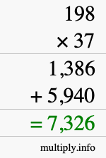 How to calculate 198 times 37 using long multiplication