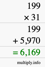 How to calculate 199 times 31 using long multiplication How to calculate 199 times 31 using long multiplication