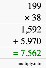 How to calculate 199 times 38 using long multiplication How to calculate 199 times 38 using long multiplication