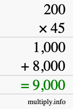 How to calculate 200 times 45 using long multiplication How to calculate 200 times 45 using long multiplication