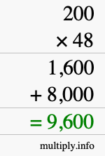 How to calculate 200 times 48 using long multiplication How to calculate 200 times 48 using long multiplication