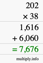 How to calculate 202 times 38 using long multiplication How to calculate 202 times 38 using long multiplication