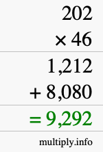 How to calculate 202 times 46 using long multiplication How to calculate 202 times 46 using long multiplication