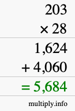 How to calculate 203 times 28 using long multiplication How to calculate 203 times 28 using long multiplication