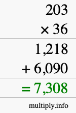 How to calculate 203 times 36 using long multiplication How to calculate 203 times 36 using long multiplication