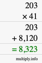 How to calculate 203 times 41 using long multiplication