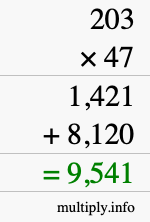 How to calculate 203 times 47 using long multiplication How to calculate 203 times 47 using long multiplication