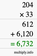 How to calculate 204 times 33 using long multiplication How to calculate 204 times 33 using long multiplication