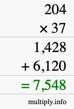 How to calculate 204 times 37 using long multiplication How to calculate 204 times 37 using long multiplication