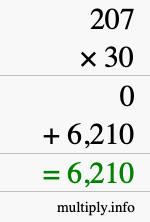 How to calculate 207 times 30 using long multiplication How to calculate 207 times 30 using long multiplication