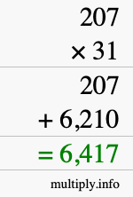 How to calculate 207 times 31 using long multiplication How to calculate 207 times 31 using long multiplication