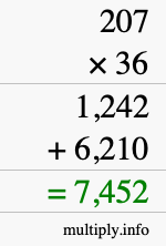 How to calculate 207 times 36 using long multiplication How to calculate 207 times 36 using long multiplication