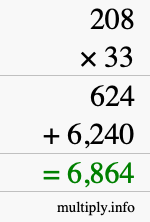 How to calculate 208 times 33 using long multiplication How to calculate 208 times 33 using long multiplication