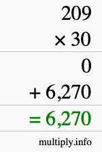 How to calculate 209 times 30 using long multiplication How to calculate 209 times 30 using long multiplication