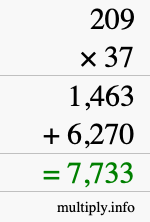 How to calculate 209 times 37 using long multiplication How to calculate 209 times 37 using long multiplication