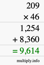 How to calculate 209 times 46 using long multiplication How to calculate 209 times 46 using long multiplication