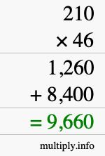 How to calculate 210 times 46 using long multiplication How to calculate 210 times 46 using long multiplication