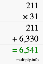 How to calculate 211 times 31 using long multiplication How to calculate 211 times 31 using long multiplication