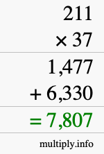 How to calculate 211 times 37 using long multiplication How to calculate 211 times 37 using long multiplication