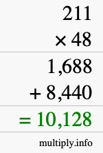 How to calculate 211 times 48 using long multiplication