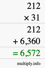 How to calculate 212 times 31 using long multiplication How to calculate 212 times 31 using long multiplication