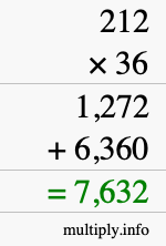 How to calculate 212 times 36 using long multiplication How to calculate 212 times 36 using long multiplication