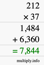 How to calculate 212 times 37 using long multiplication How to calculate 212 times 37 using long multiplication