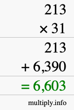 How to calculate 213 times 31 using long multiplication How to calculate 213 times 31 using long multiplication