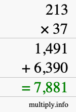 How to calculate 213 times 37 using long multiplication How to calculate 213 times 37 using long multiplication