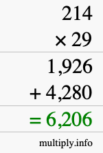 How to calculate 214 times 29 using long multiplication How to calculate 214 times 29 using long multiplication