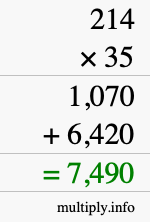 How to calculate 214 times 35 using long multiplication How to calculate 214 times 35 using long multiplication