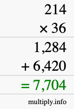How to calculate 214 times 36 using long multiplication How to calculate 214 times 36 using long multiplication