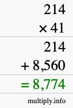 How to calculate 214 times 41 using long multiplication How to calculate 214 times 41 using long multiplication