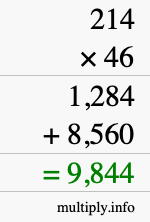 How to calculate 214 times 46 using long multiplication How to calculate 214 times 46 using long multiplication