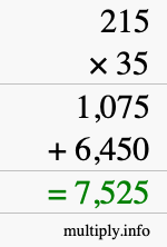 How to calculate 215 times 35 using long multiplication How to calculate 215 times 35 using long multiplication