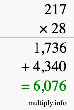 How to calculate 217 times 28 using long multiplication How to calculate 217 times 28 using long multiplication