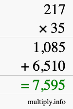 How to calculate 217 times 35 using long multiplication How to calculate 217 times 35 using long multiplication