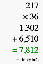How to calculate 217 times 36 using long multiplication How to calculate 217 times 36 using long multiplication