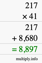 How to calculate 217 times 41 using long multiplication