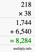 How to calculate 218 times 38 using long multiplication
