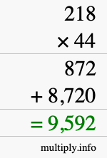 How to calculate 218 times 44 using long multiplication