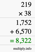 How to calculate 219 times 38 using long multiplication