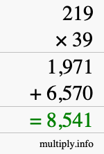 How to calculate 219 times 39 using long multiplication