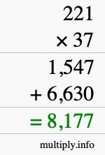 How to calculate 221 times 37 using long multiplication
