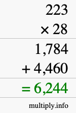 How to calculate 223 times 28 using long multiplication How to calculate 223 times 28 using long multiplication