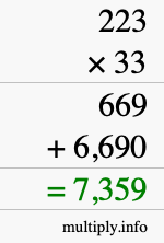 How to calculate 223 times 33 using long multiplication How to calculate 223 times 33 using long multiplication