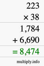 How to calculate 223 times 38 using long multiplication