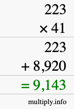 How to calculate 223 times 41 using long multiplication