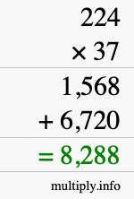 How to calculate 224 times 37 using long multiplication