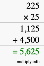 How to calculate 225 times 25 using long multiplication How to calculate 225 times 25 using long multiplication